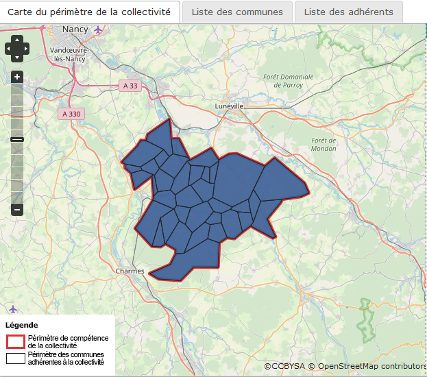 carte du périmètre du syndicat intercommunal des eaux de l'Euron Mortagne (lien vers http://www.services.eaufrance.fr/donnees/collectivite/163898﻿)
